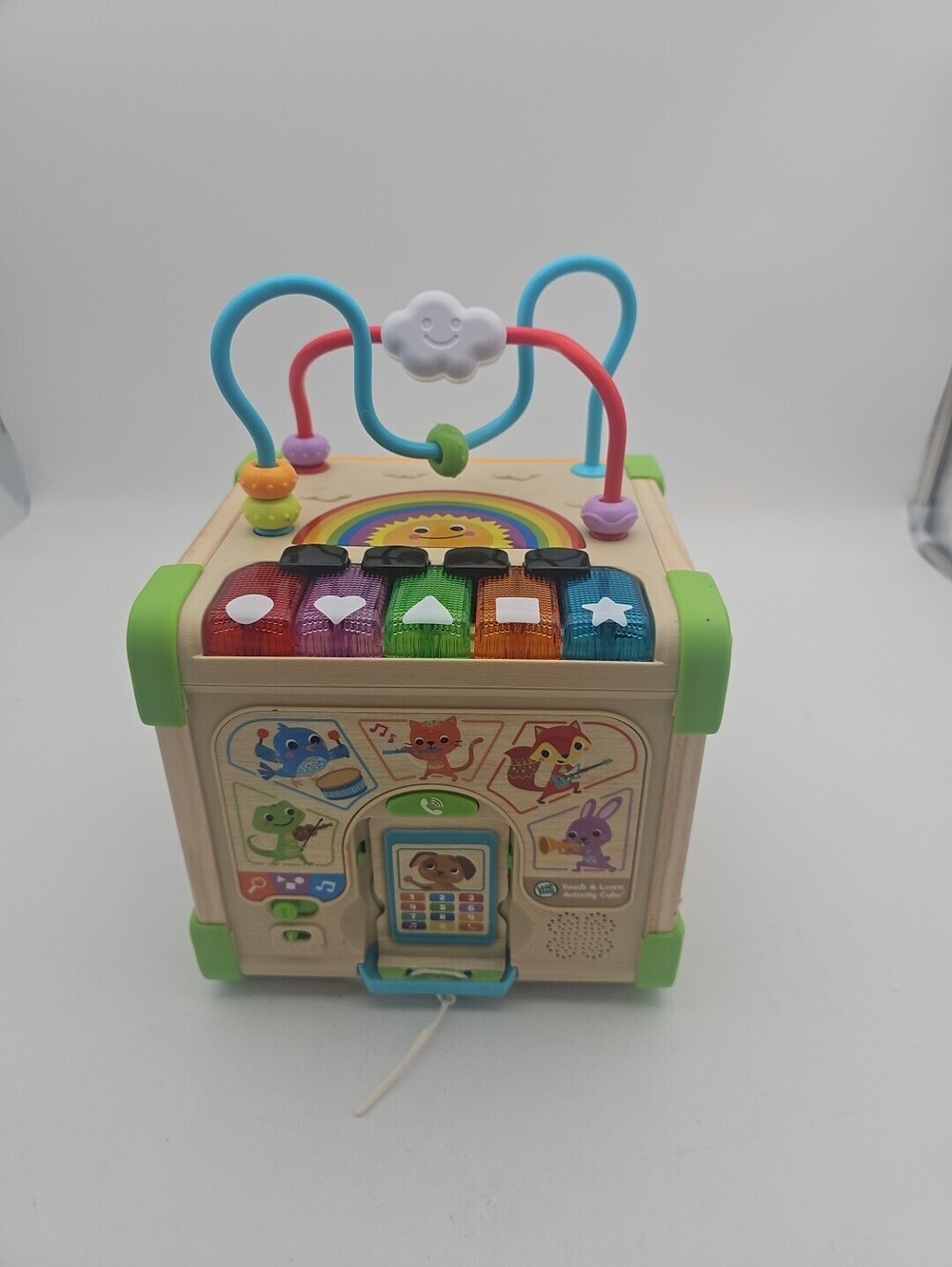 LeapFrog Touch & Learn Wooden Activity Cube Missing 2 Blocks